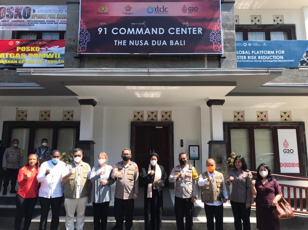 Polri Paparkan Pengamanan & Penanganan Bencana 91 Command Center Bali ke Deputi Sekjen PBB