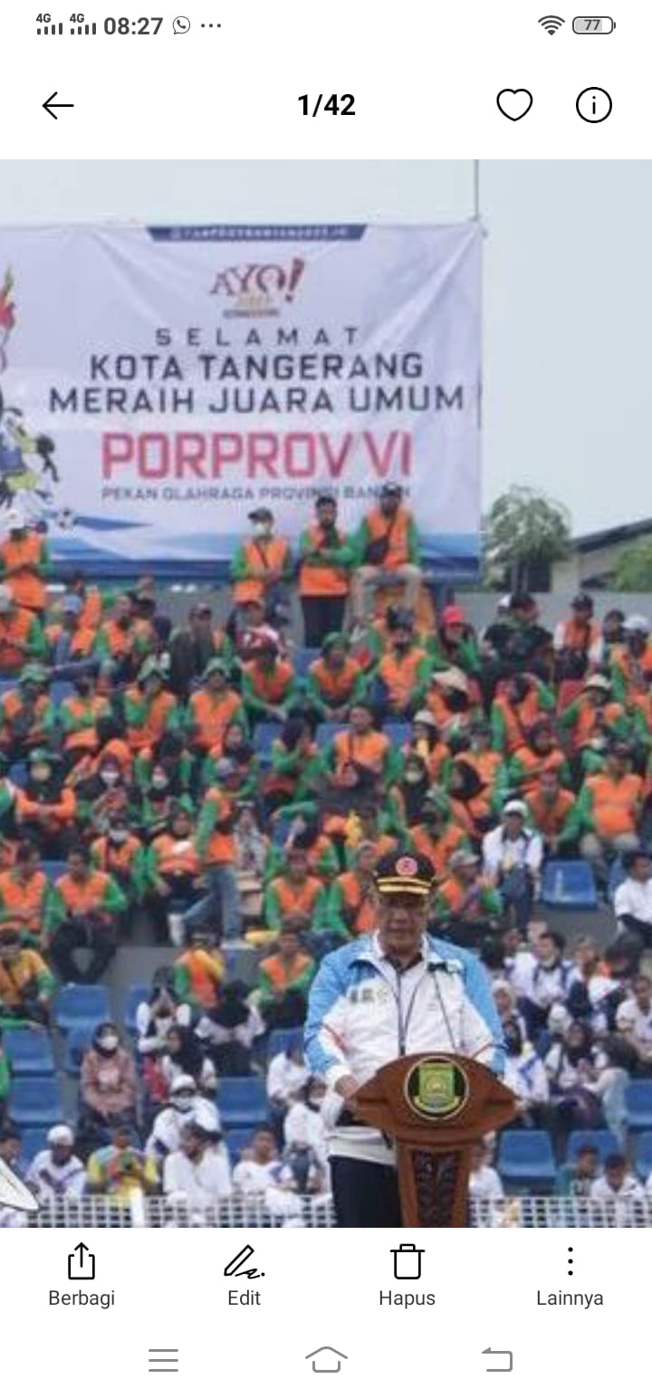 KOTA TANGERANG KELUAR SEBAGAI JUARA UMUM DALAM PORPROV VI BANTEN