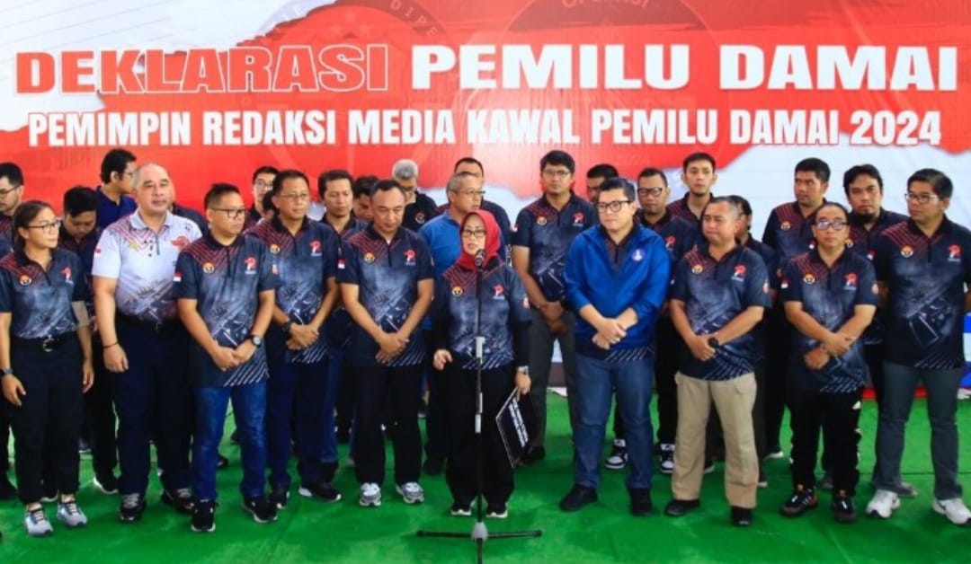 Polri Bersama Dengan Dewan Pers dan Pimpinan Media Massa Mendeklarasikan Pemilu Damai 2024