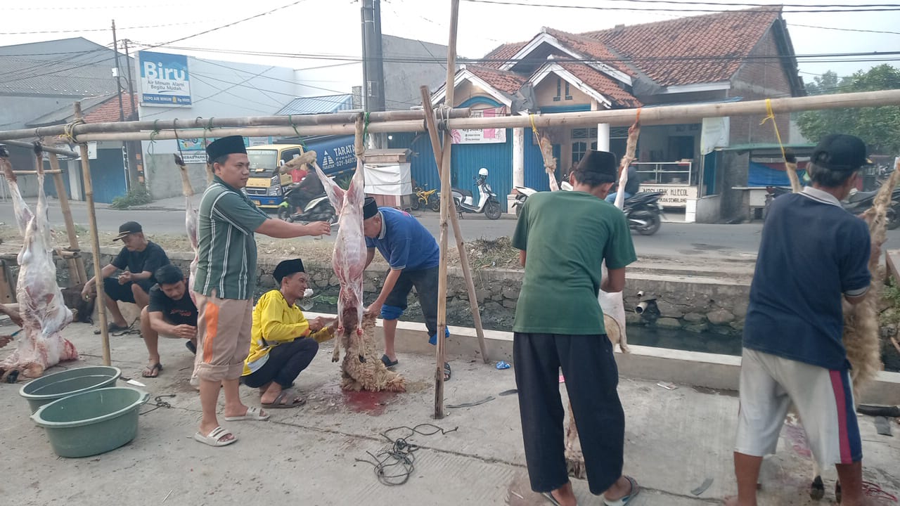 Panitia Qurban Masjid Jami Baiturrohim Dihari Kedua Hari Raya Idul Adha Melaksanakan Penyembelihan Hewan Qurban